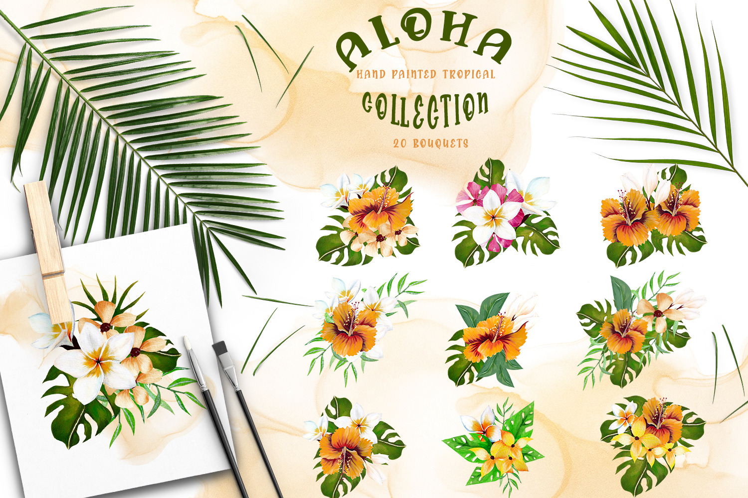 Aloha Hand Painted Tropical Collection On Yellow Images Creative Store