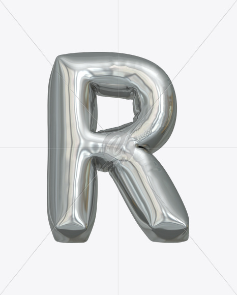 Letter R from Metallic Balloon Font on Yellow Images Creative Fonts