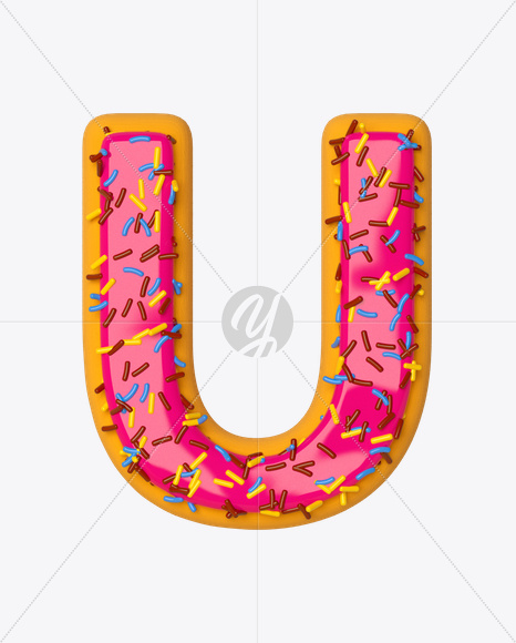 Letter U from Donut Font on Yellow Images Creative Fonts