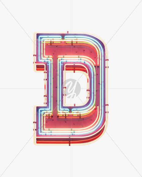 Letter D from Multineon Font on Yellow Images Creative Fonts