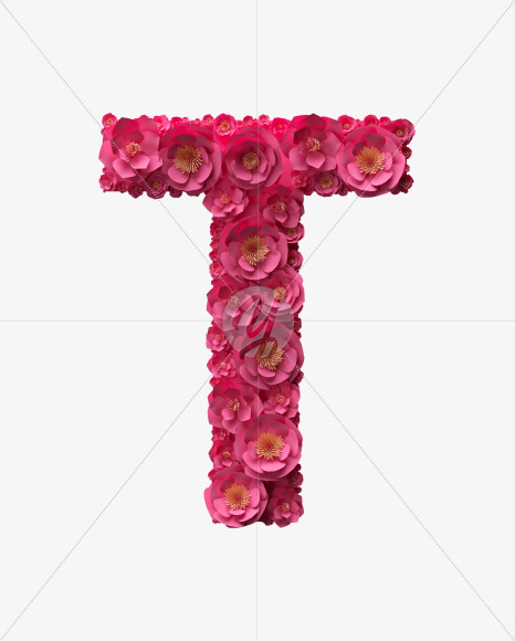 Download T From Red Paper Flowers Font On Yellow Images Creative Fonts Yellowimages Mockups