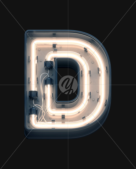 Letter D from Light Neon Font on Yellow Images Creative Fonts