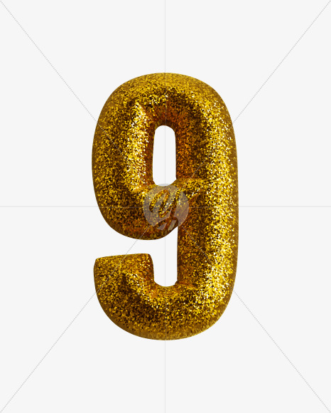 9 from Gold glitter font on Yellow Images Creative Fonts