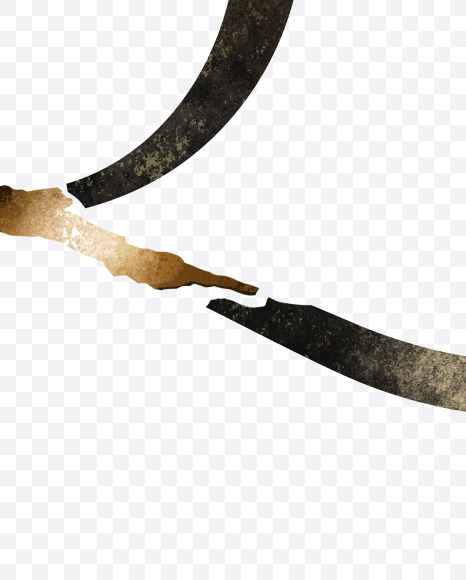 uppercase grunge letter Q with broken gold part