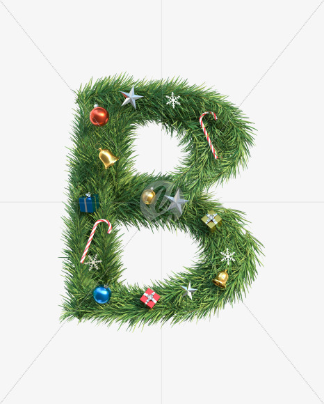 Letter B From Christmas Alphabet Letter On Yellow Images Creative Fonts