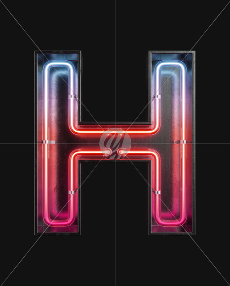 Letter H from Neon Light alphabet 2 on Yellow Images Creative Fonts