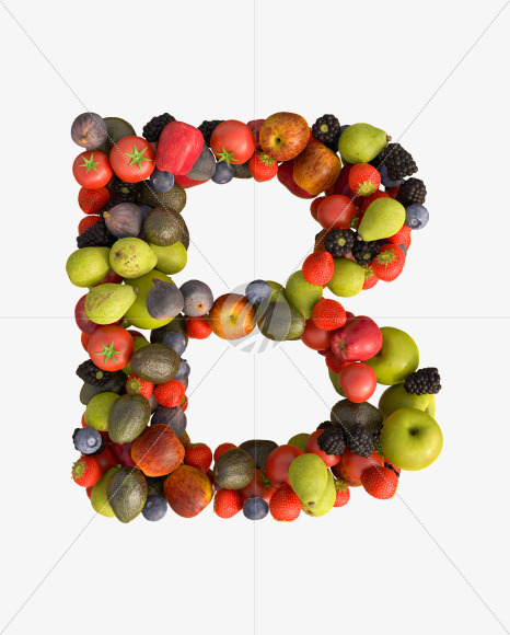 Fruit_B From Fresh Fruits Alphabet On Yellow Images Creative Fonts