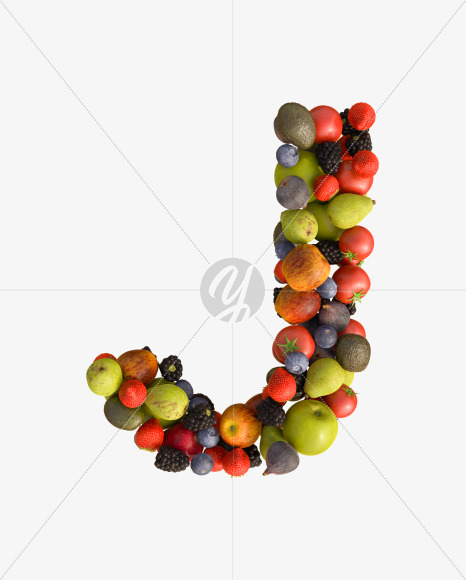 Fruit J From Fresh Fruits Alphabet On Yellow Images Creative Fonts