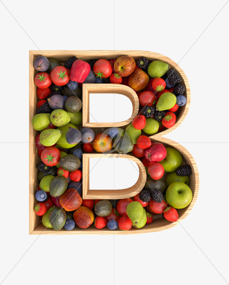 Fruit B From Fresh Fruits Alphabet On Yellow Images Creative Fonts