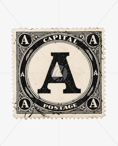 Vintage postage stamp alphabet