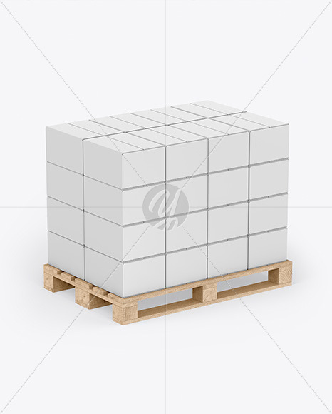 Download Wooden Pallet With Paper Boxes Mockup In Box Mockups On Yellow Images Object Mockups