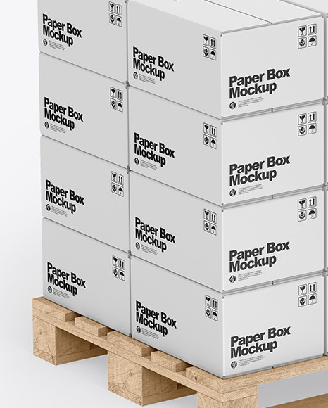 Wooden Pallet With Paper Boxes Mockup PSD #3