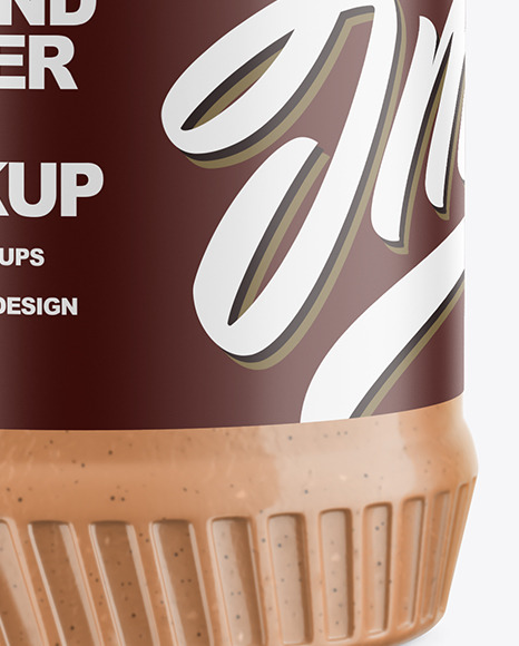 Clear Plastic Jar with Almond Butter Mockup in Jar Mockups on Yellow Images Object Mockups