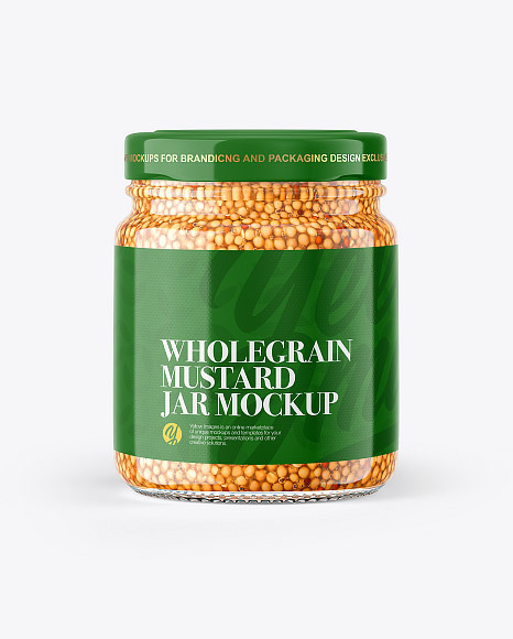 Glass Jar with Wholegrain Mustard Mockup