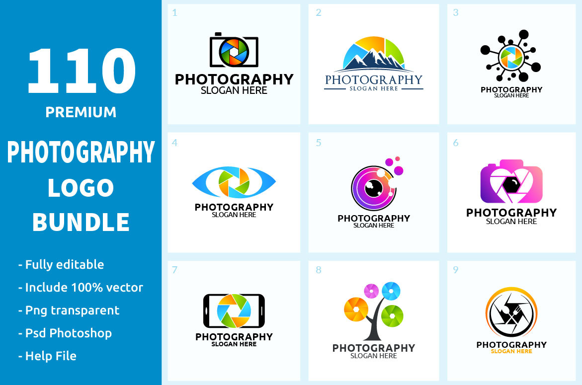 Download 110 Photography Logo Bundle In Logo Templates On Yellow Images Creative Store PSD Mockup Templates