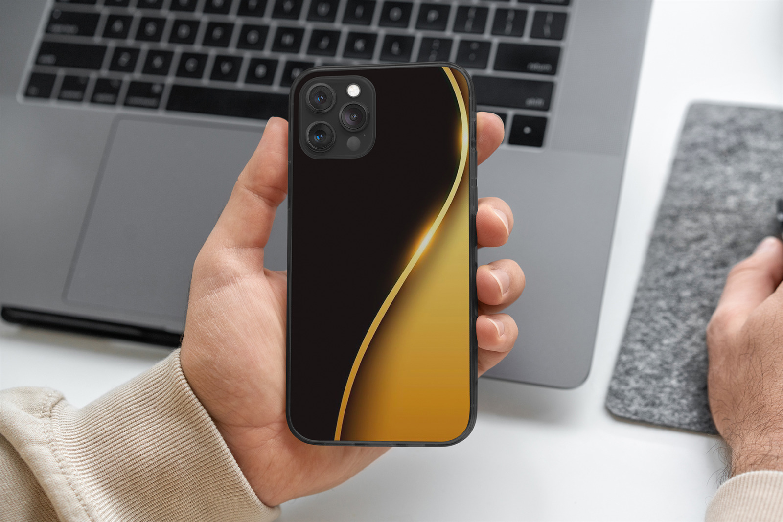 Download iPhone 12/Pro Clear Case MockUp in Device Mockups on Yellow Images Creative Store