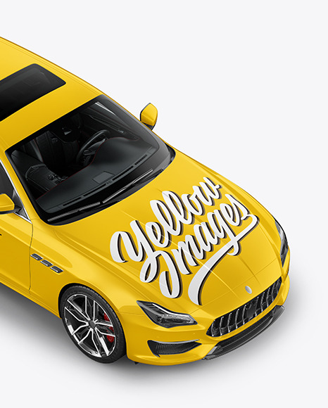 Luxury Sedan Mockup   Half Side View (High Angle Shot) PSD #4