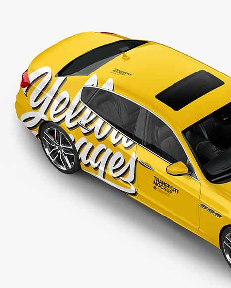 Luxury Sedan Mockup   Half Side View (High Angle Shot) PSD #2