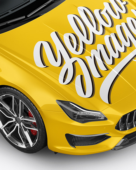 Luxury Sedan Mockup   Half Side View (High Angle Shot) PSD #6