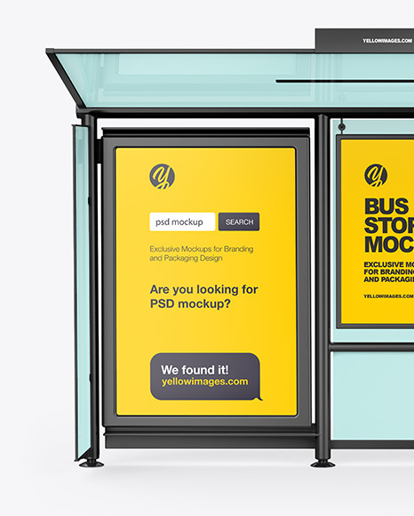 Bus Stop Mockup In Outdoor Advertising Mockups On Yellow Images Object Mockups