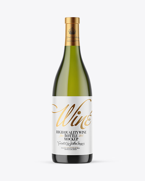 Green Glass White Wine Bottle Mockup