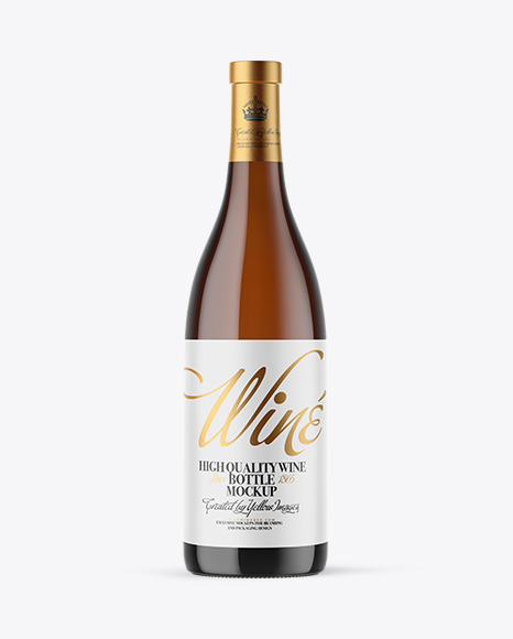 Amber Glass White Wine Bottle Mockup