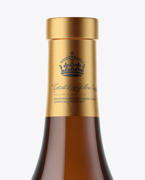 Amber Glass White Wine Bottle Mockup PSD #2