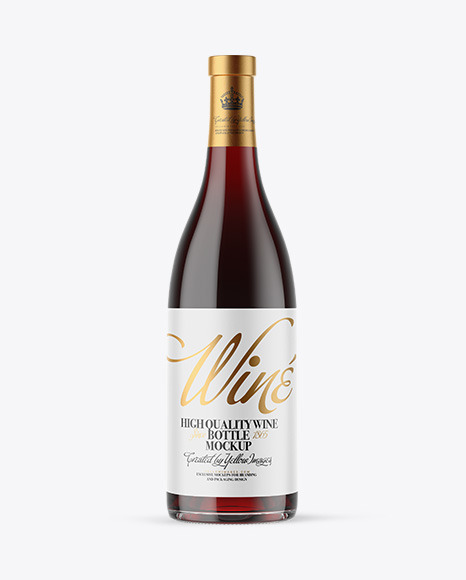 Clear Glass Red Wine Bottle Mockup