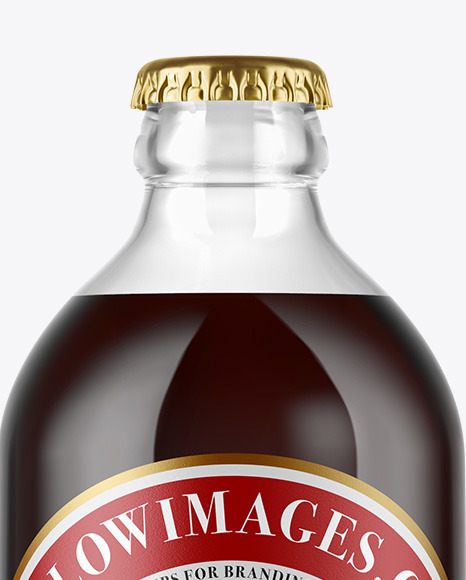 Clear Glass Bottle with Brown Ale Mockup
