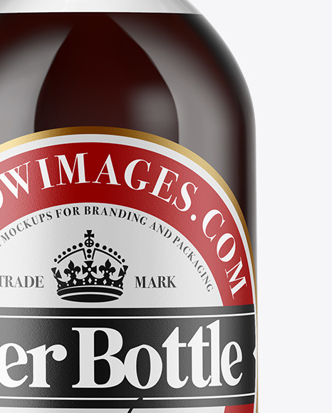 Clear Glass Bottle with Brown Ale Mockup