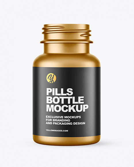 Matte Metallic Pills Bottle Mockup