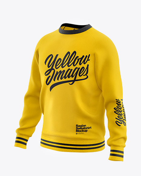 Download Men S Raglan Sweatshirt Mockup Front Half Side View In Apparel Mockups On Yellow Images Object Mockups