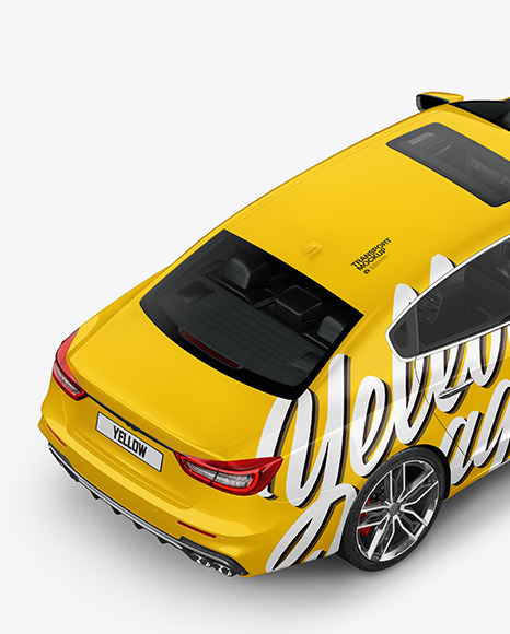 Luxury Sedan Mockup   Back Half Side View (High Angle Shot) PSD #2