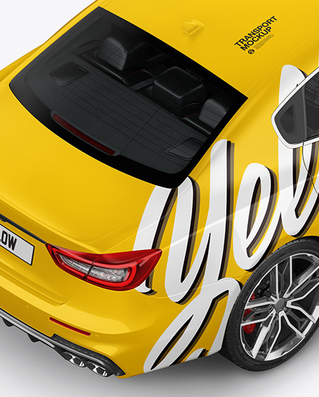 Luxury Sedan Mockup   Back Half Side View (High Angle Shot) PSD #1