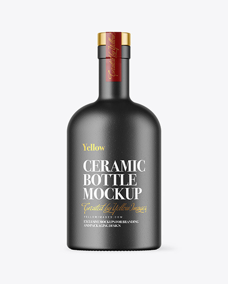 Ceramic Bottle with Wooden Cap Mockup