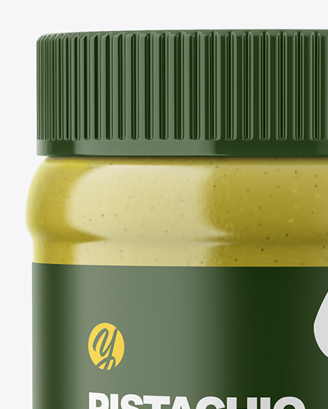 Clear Plastic Jar with Pistachio Butter Mockup PSD #2