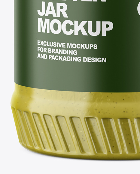 Clear Plastic Jar with Pistachio Butter Mockup PSD #1