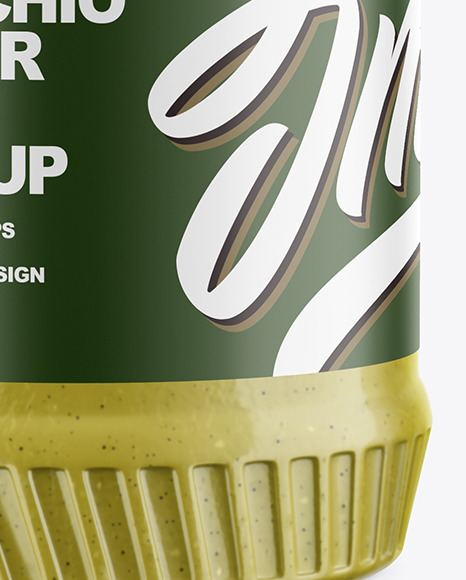 Clear Plastic Jar with Pistachio Butter Mockup PSD #7