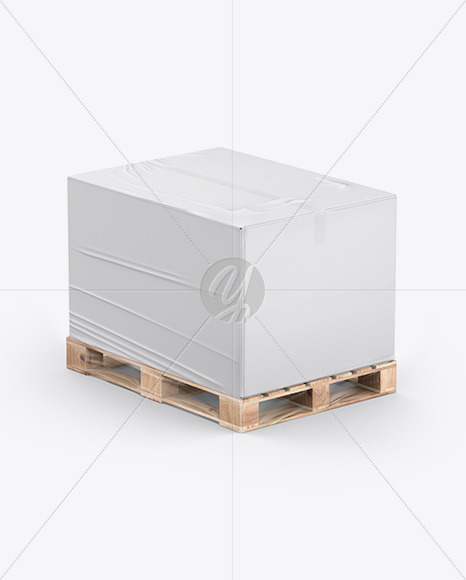 Download Pallet W Paper Box Mockup In Box Mockups On Yellow Images Object Mockups