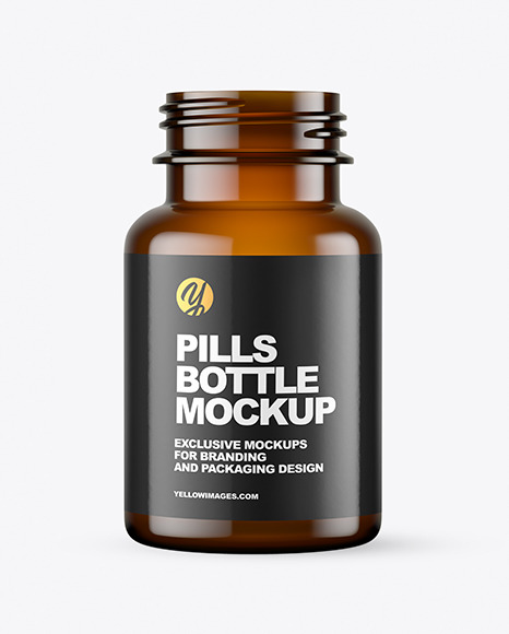 Empty Amber Pills Bottle Mockup