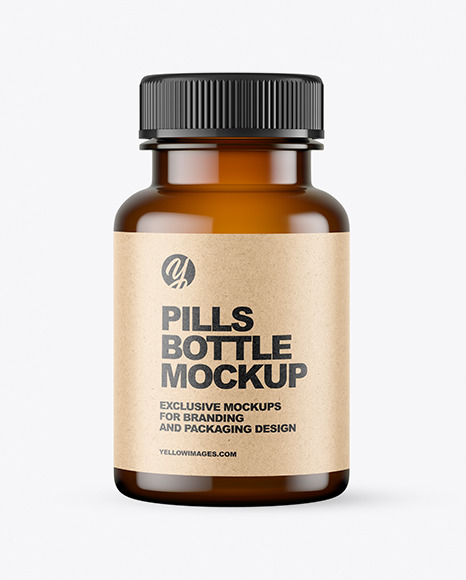 Empty Amber Pills Bottle Mockup PSD #2