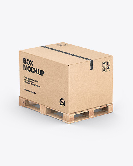 Download Pallet W Kraft Box Mockup In Box Mockups On Yellow Images Object Mockups