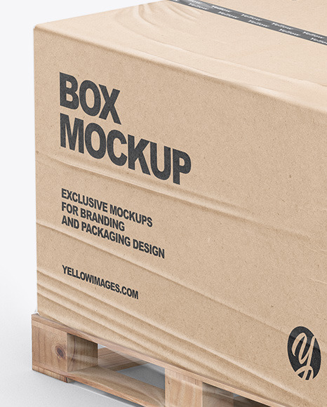 Download Pallet W Kraft Box Mockup In Box Mockups On Yellow Images Object Mockups