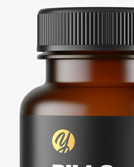 Empty Frosted Dark Amber Pills Bottle Mockup PSD #6