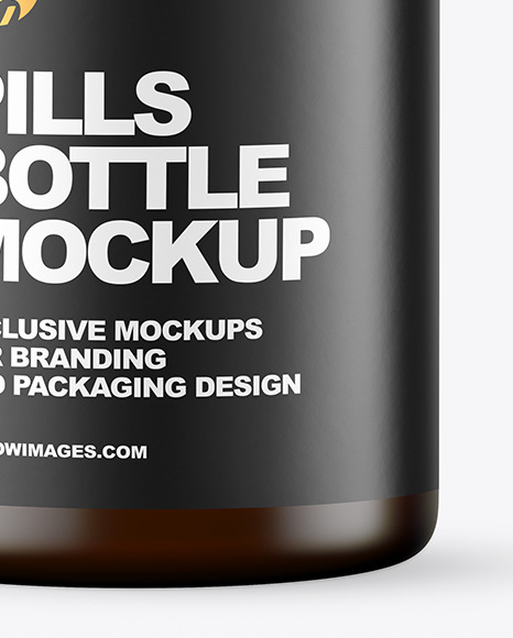 Empty Frosted Dark Amber Pills Bottle Mockup PSD #7