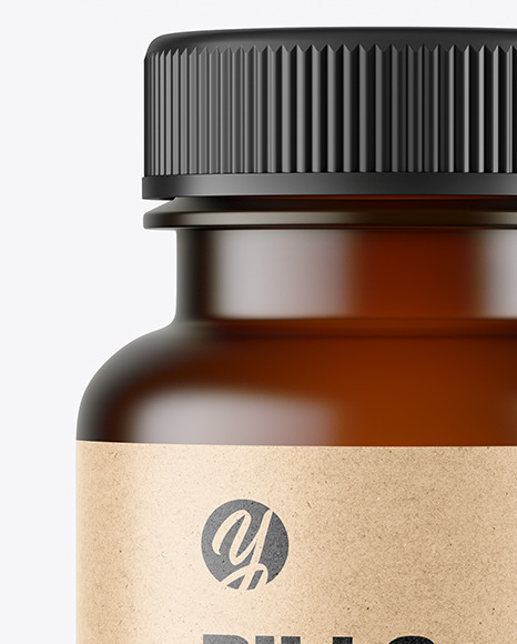 Empty Frosted Dark Amber Pills Bottle Mockup PSD #5