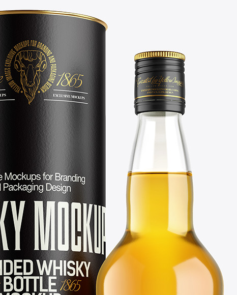 Clear Glass Whiskey Bottle with Tube Mockup PSD #1