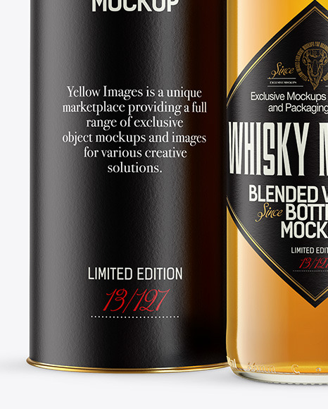 Clear Glass Whiskey Bottle with Tube Mockup PSD #6