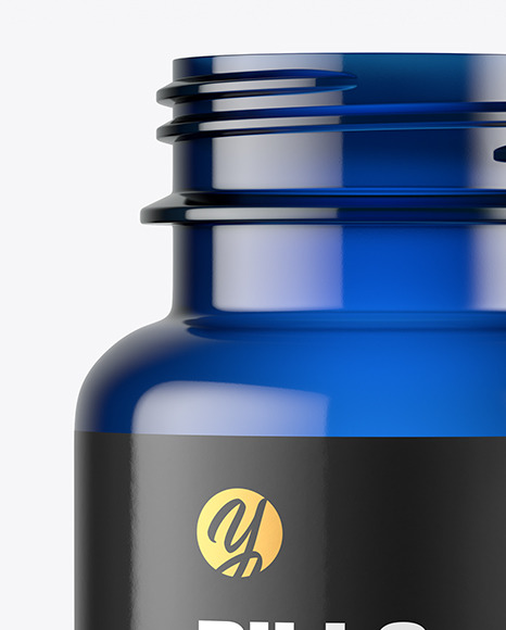 Empty Blue Pills Bottle Mockup PSD #1