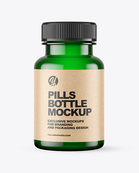 Empty Green Pills Bottle Mockup PSD #2